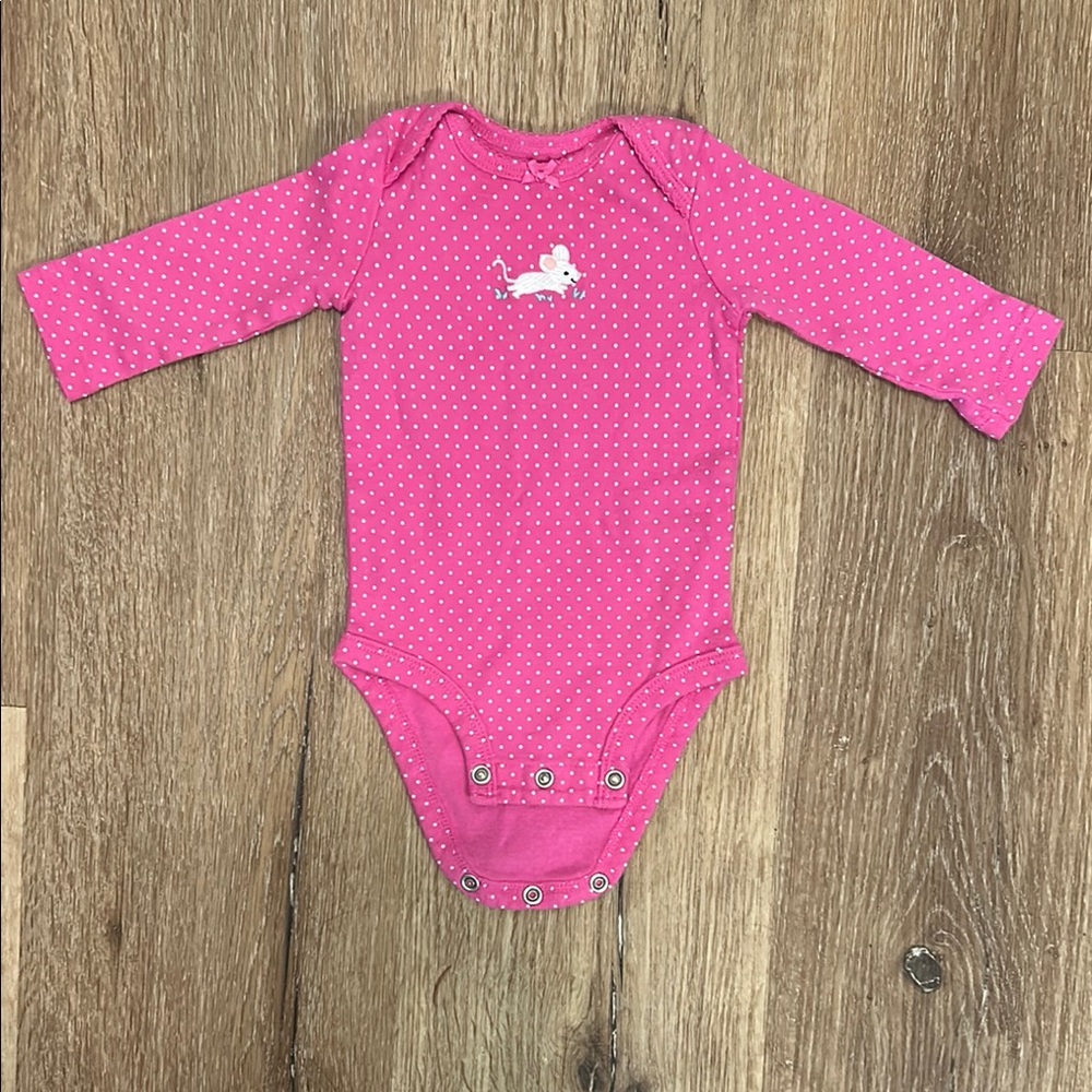 Carter's Pink Polka Dot Bodysuit Long Sleeve